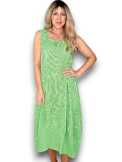 Bright Green Stripe Maxi Tank Dress