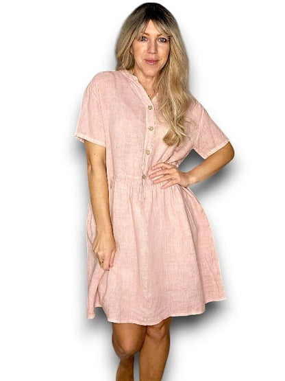 Baby Pink Midi Coconut Button Dress