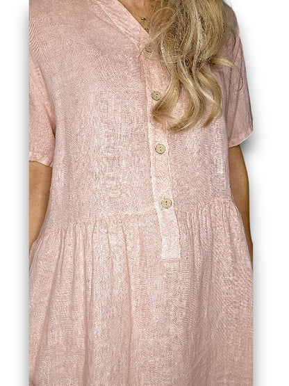 Baby Pink Midi Coconut Button Dress