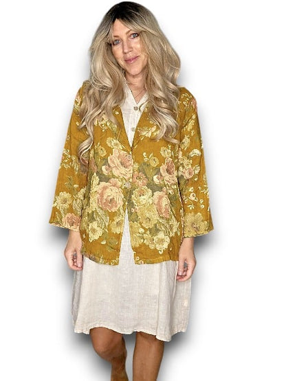 Mustard Scarlett Rose Suit Linen Jkt