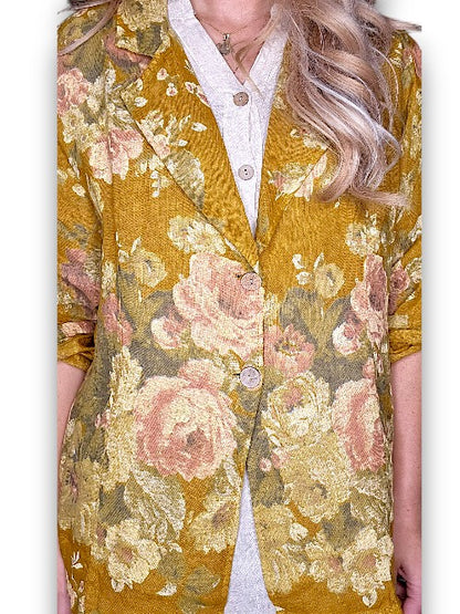 Mustard Scarlett Rose Suit Linen Jkt