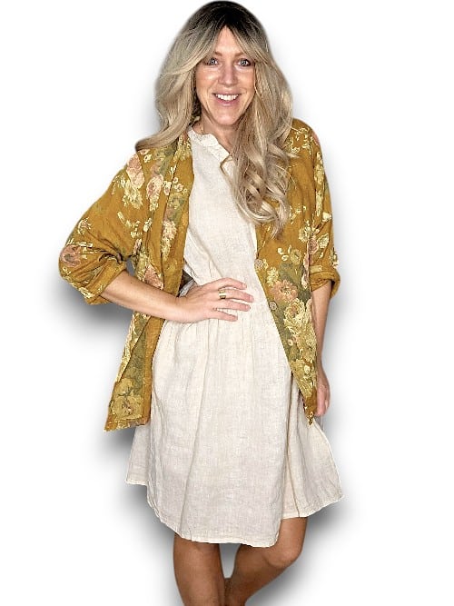 Mustard Scarlett Rose Suit Linen Jkt