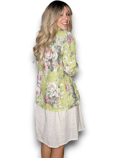 Antique Lime Scarlett Rose Suit Linen Jkt