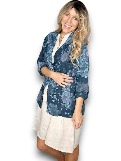 Dark Jade Scarlett Rose Suit Linen Jkt