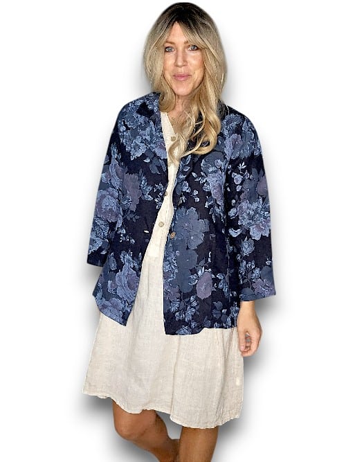 Navy Scarlett Rose Suit Linen Jkt