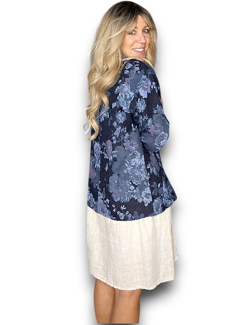 Navy Scarlett Rose Suit Linen Jkt