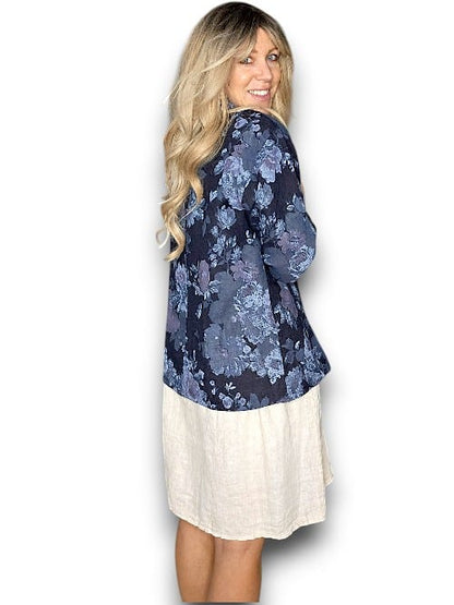 Navy Scarlett Rose Suit Linen Jkt