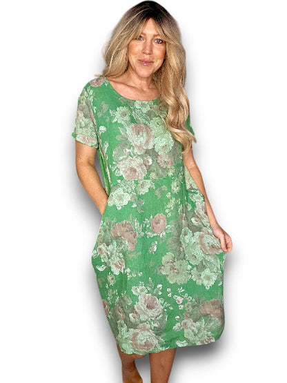 Green Scarlett Rose Jungle Dress