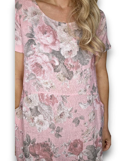Baby Pink Scarlett Rose Jungle Dress