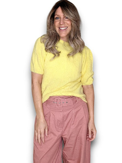 Lemon Babydoll Pouf Sweater