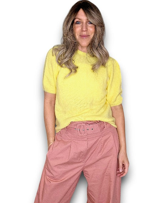 Lemon Babydoll Pouf Sweater