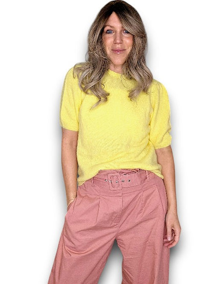 Lemon Babydoll Pouf Sweater