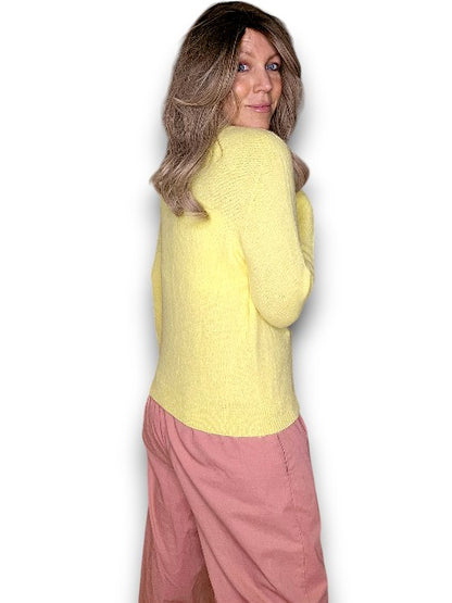 Baby Alpaca/Blend Knit-Lemon V-Neck Long Sleeve
