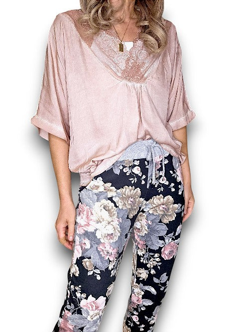 Black Scarlett Rose Joggers