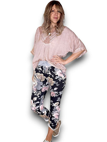 Black Scarlett Rose Joggers