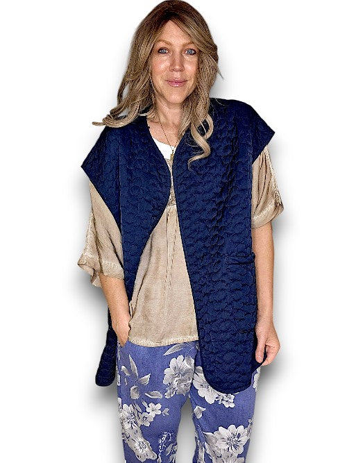 Quilted Navy Vest