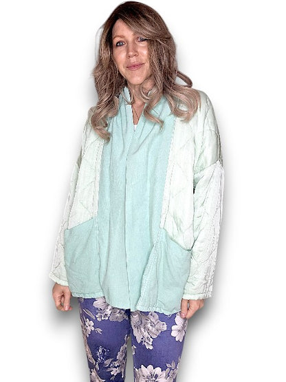 Pale Mint Quilted Wrap Jkt