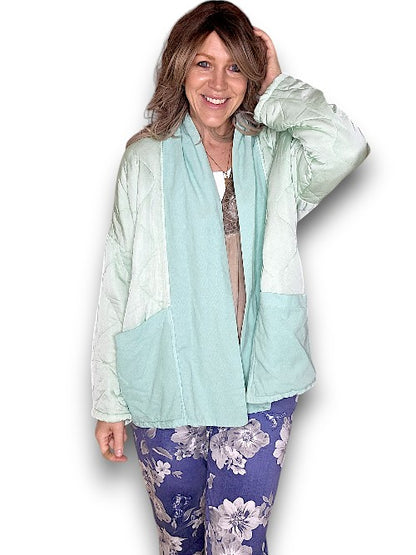 Pale Mint Quilted Wrap Jkt