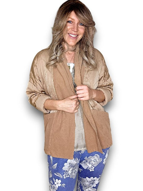 Caramel Quilted Wrap Jkt