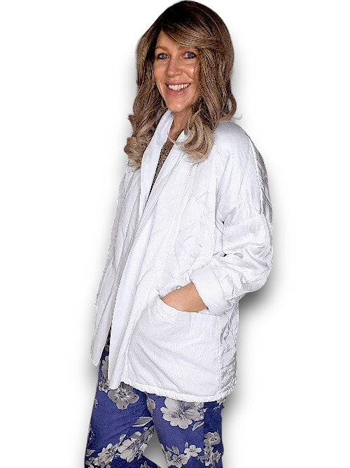 White Quilted Wrap Jkt