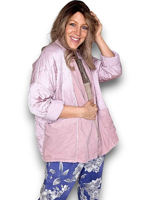 Pale Pink Quilted Wrap Jkt