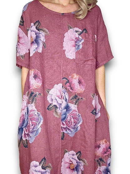 Plum Ombre Peony Easy Peasy T-Shape Dress