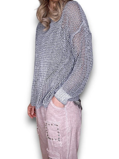 Faded Grey Crewneck Long Sleeve Knit