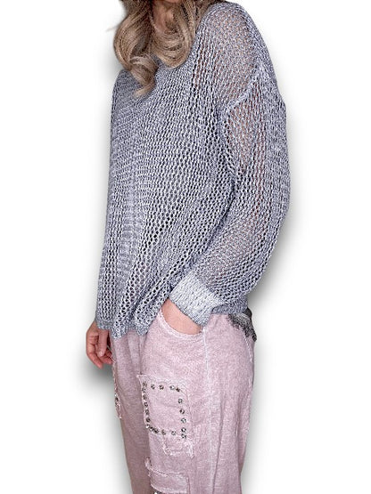 Faded Grey Crewneck Long Sleeve Knit