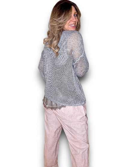 Faded Grey Crewneck Long Sleeve Knit