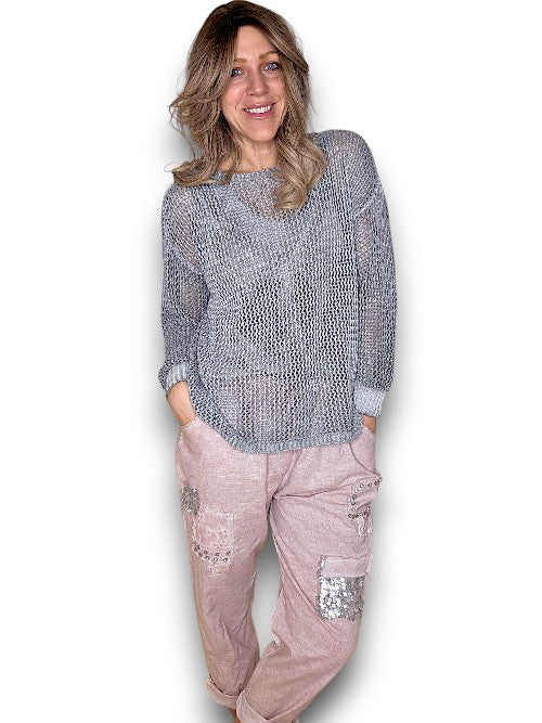 Faded Grey Crewneck Long Sleeve Knit