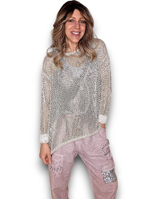 Beige Crewneck Long Sleeve Knit