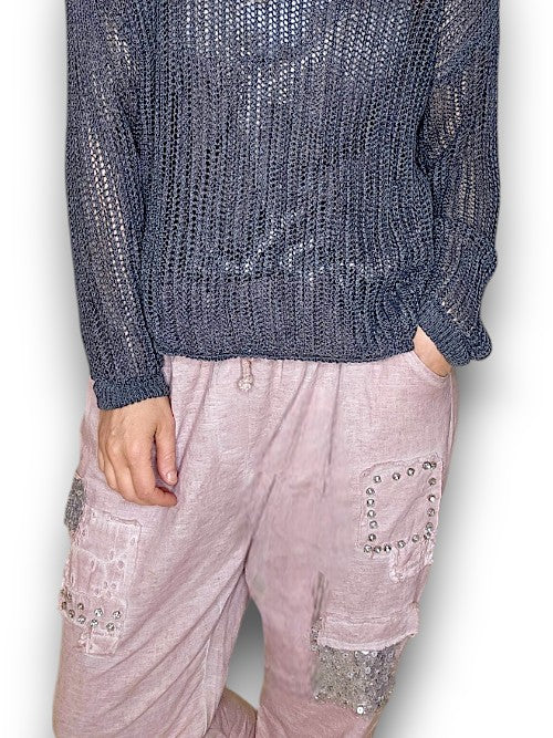 Charcoal Crewneck Long Sleeve Knit