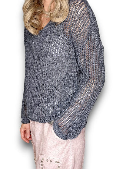 Charcoal Crewneck Long Sleeve Knit