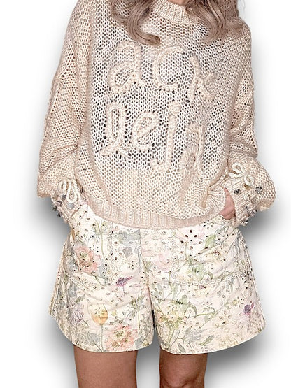 ACKLEJA Beige Pearl Sl Logo Knit