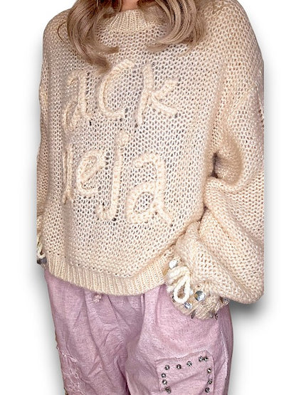 ACKLEJA Beige Pearl Sl Logo Knit