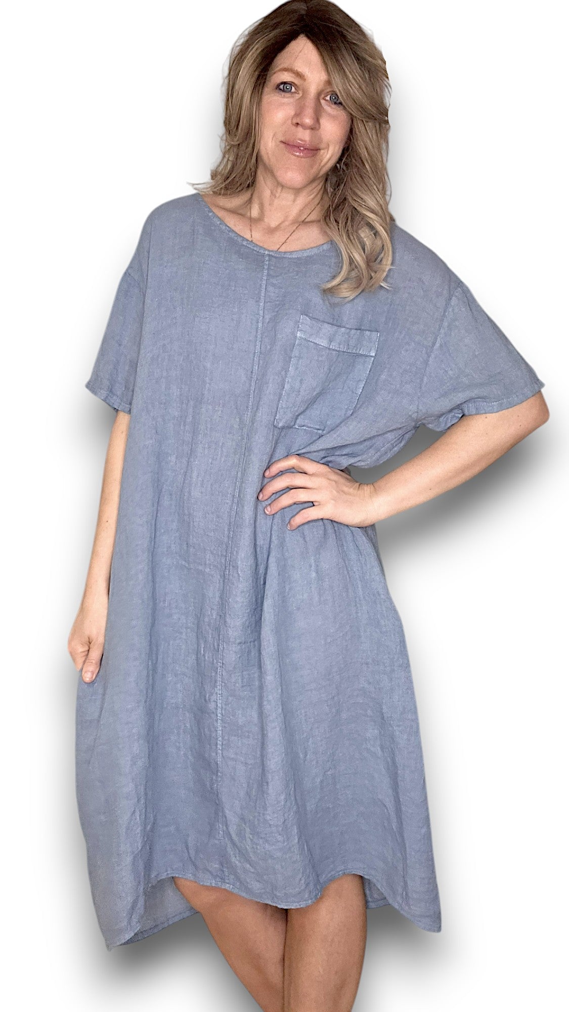 Petrol Plain Easy Peasy T-Shape Dress