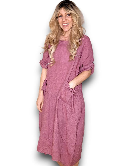 Plum Plain Button Sleeve Maxi Dress