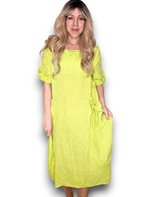 Limoncello Plain Button Sleeve Maxi Dress