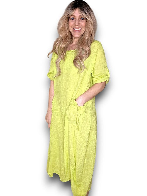 Limoncello Plain Button Sleeve Maxi Dress