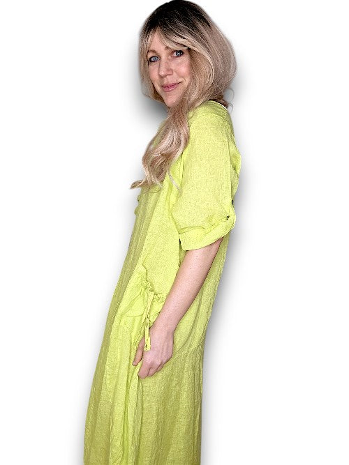 Limoncello Plain Button Sleeve Maxi Dress