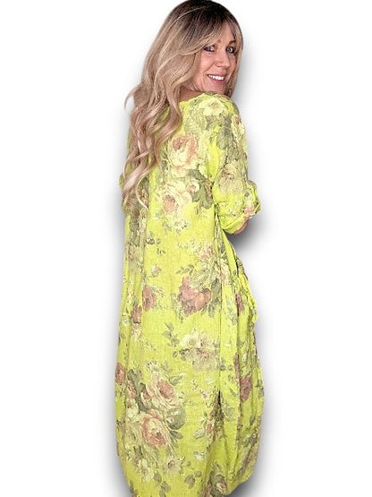 Limoncello Scarlett Rose Button Sleeve Maxi Dress