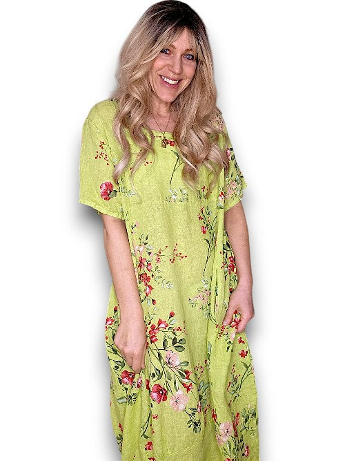 Limoncello Lingonberry Mid Sleeve Maxi Dress