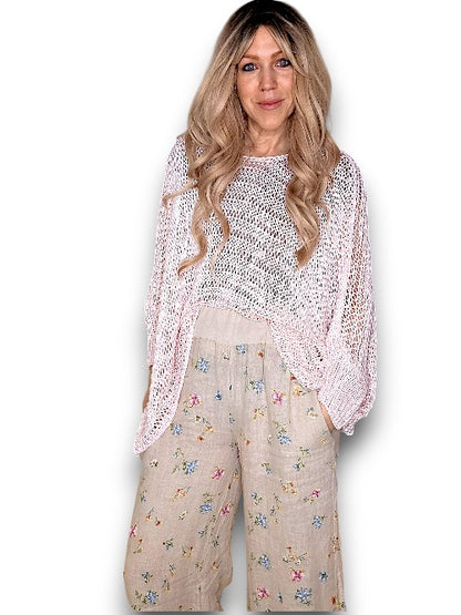 Baby Pink Crew Neck Boxy Knit
