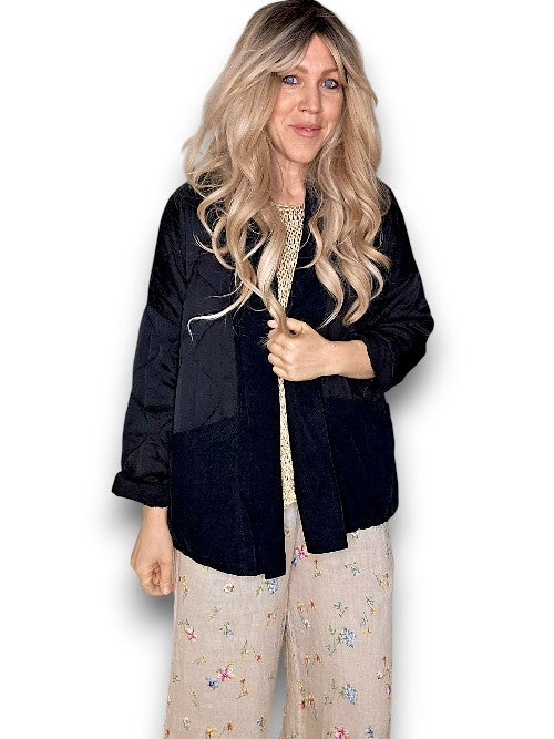 Black Quilted Wrap Jkt