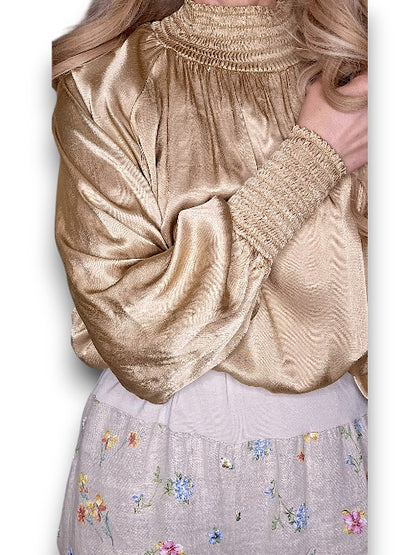 Caramel Silky Long Sleeve Top