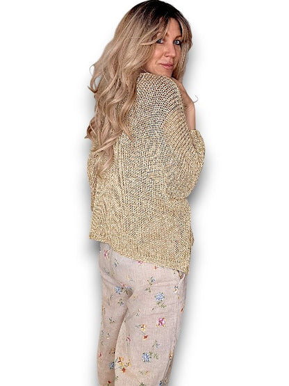 Gold Glitter Bat Sleeve Knit