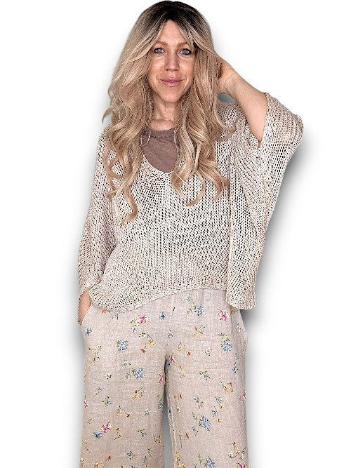 Beige Bat Sleeve Knit