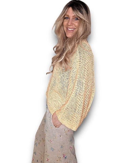 Apricot Bat Sleeve Knit