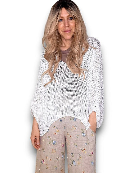 White Bat Sleeve Knit