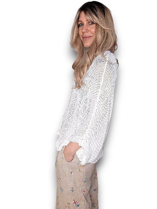White Bat Sleeve Knit